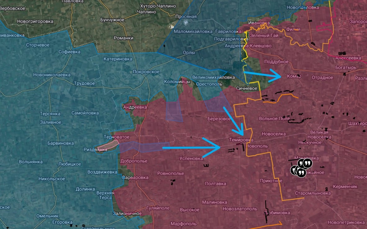 Направления украинских контратак на стыке Днепропетровской и Запорожской областей по версии Анатолия Радова